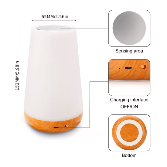 RGB Cambio de color Lámpara de mesa Sensor táctil Lámparas de noche Lámpara de mesita de noche