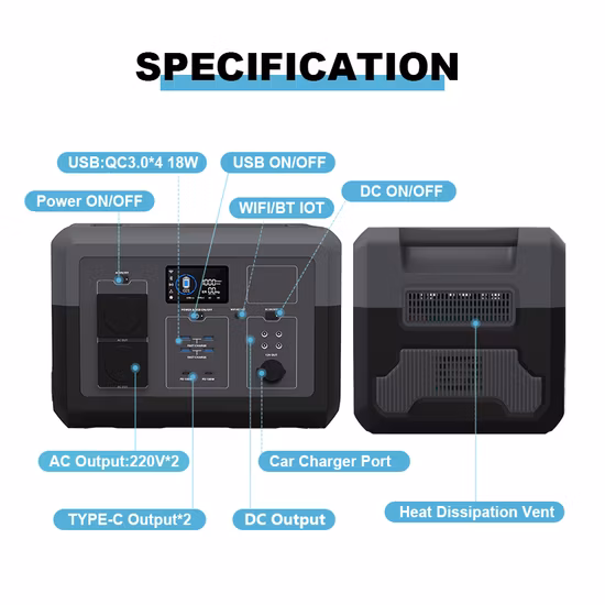 Fuente de alimentación de almacenamiento de energía portátil al aire libre con 600W 1200W 1800W
