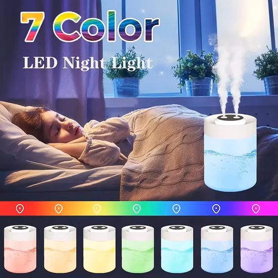 Humidificador de aire de aromaterapia de niebla de pulverización doble para habitación de aire acondicionado de oficina de dormitorio silencioso de gran capacidad de 4L